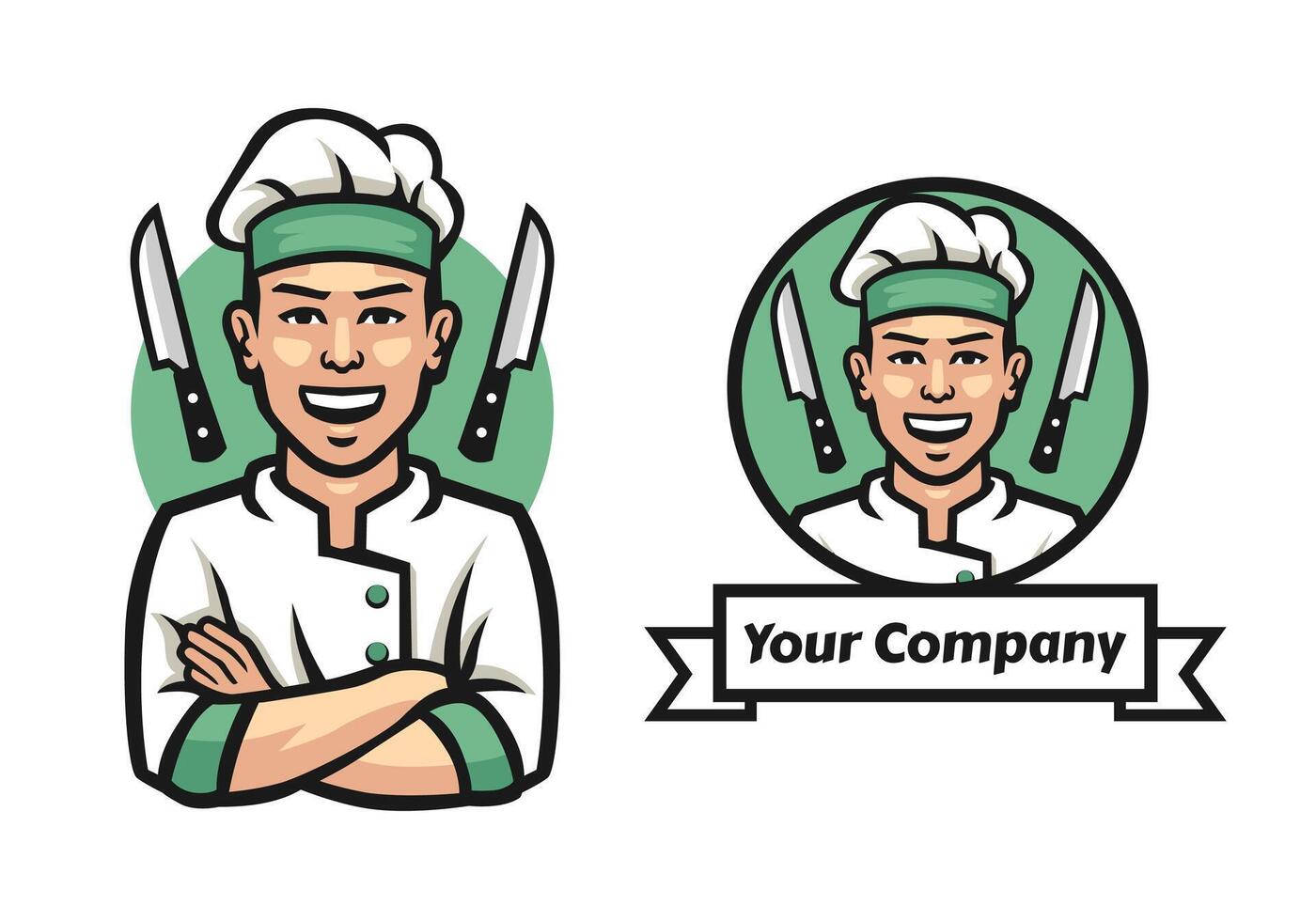 Teenage Chef Mascot Logo Template. vector