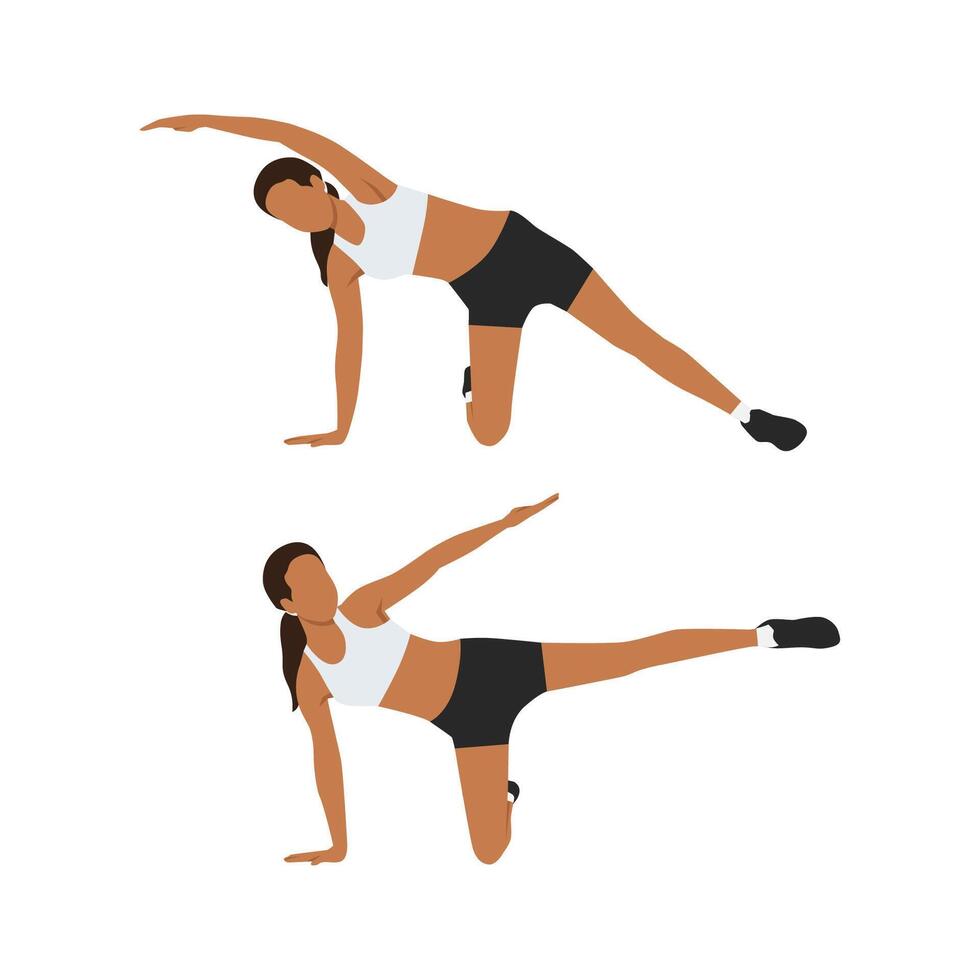 Young woman doing waist trimmer exercise. vector