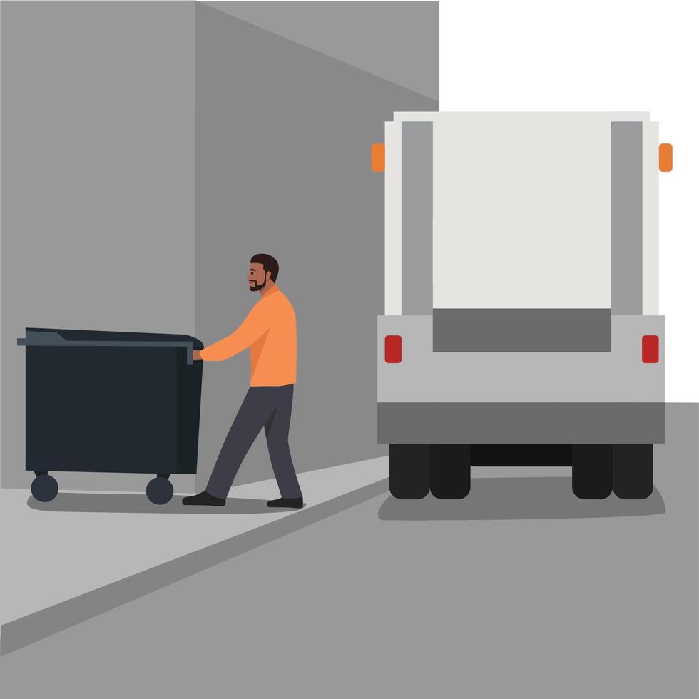 Recycling and transportation in city. Sanitary Vehicle or garbage truck. vector