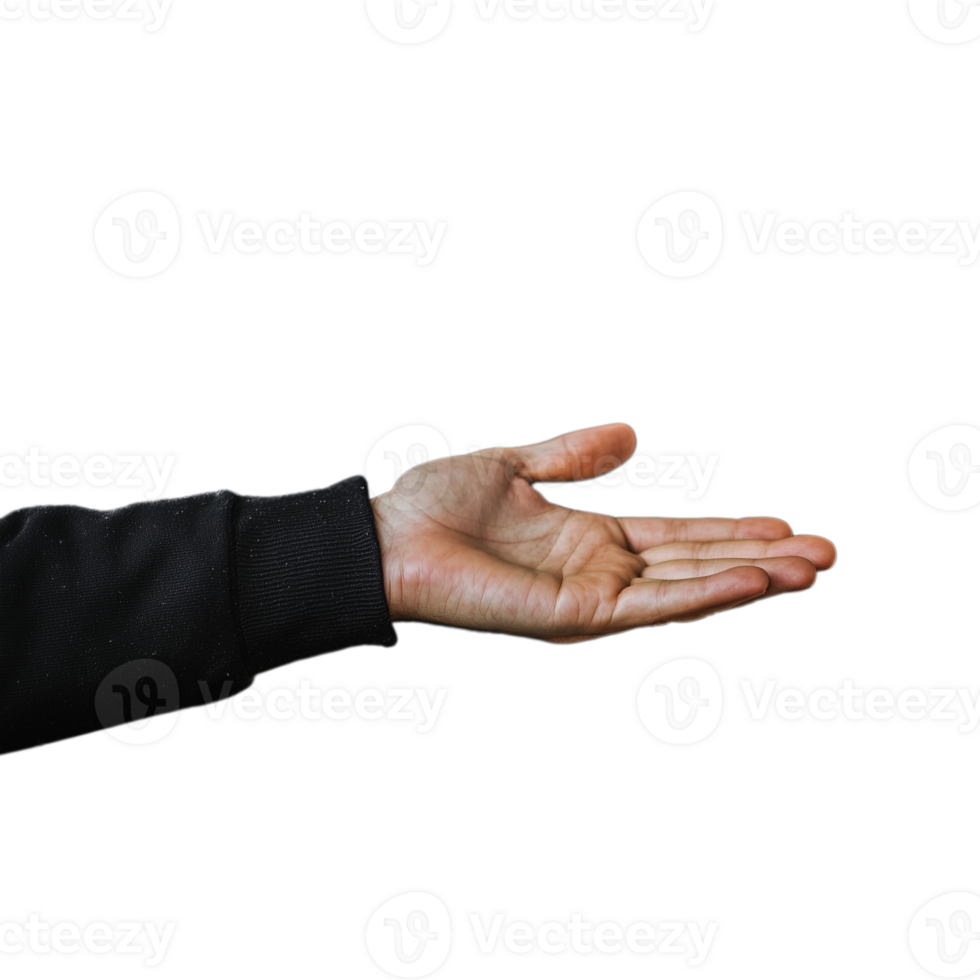 Outstretched hand offering or receiving something isolated on transparent background for a gesture png