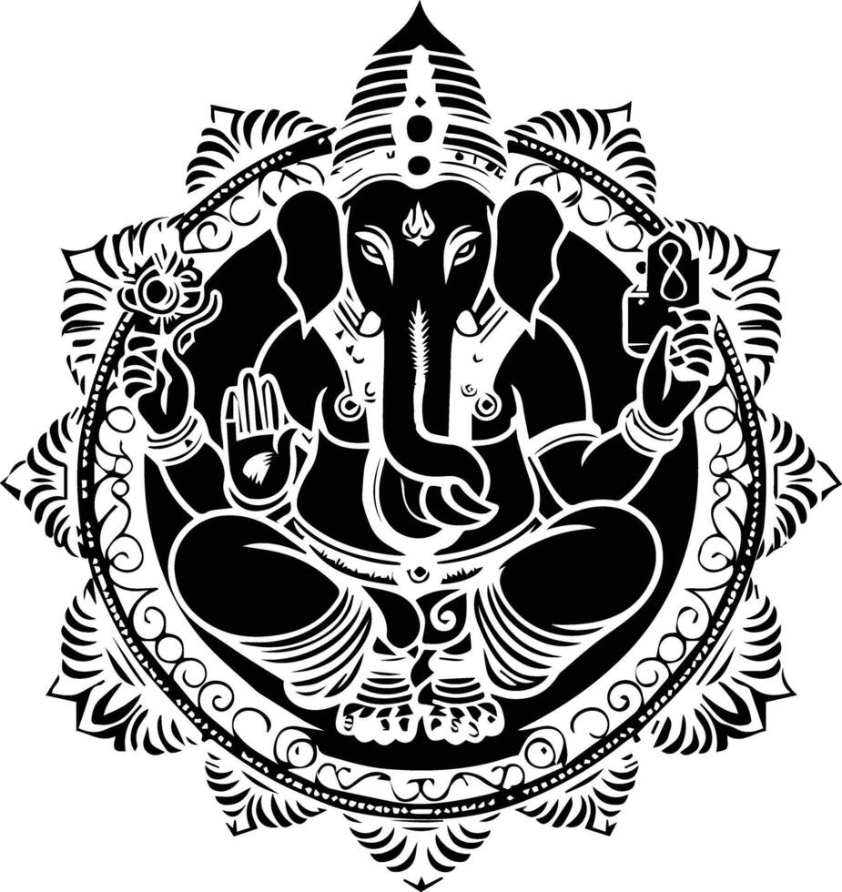 Hindu Lord Shree Ganesh Coloring Page vector