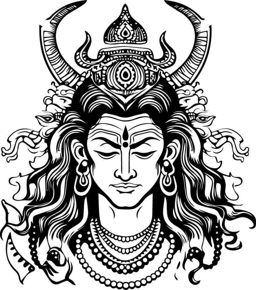 Hindu Lord Shiva Coloring Page Image vector
