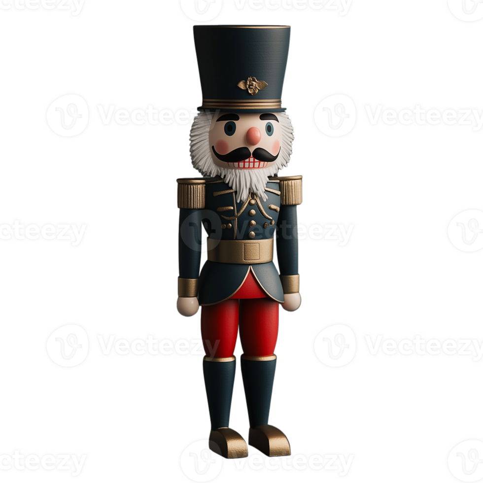 Traditional nutcracker soldier figurine isolated on transparent background for Christmas decoration png