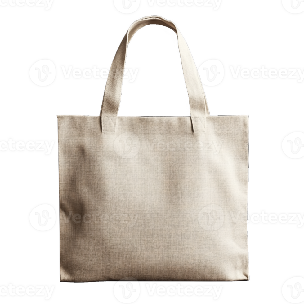 Classic beige tote bag isolated on transparent background representing sustainable shopping choice png