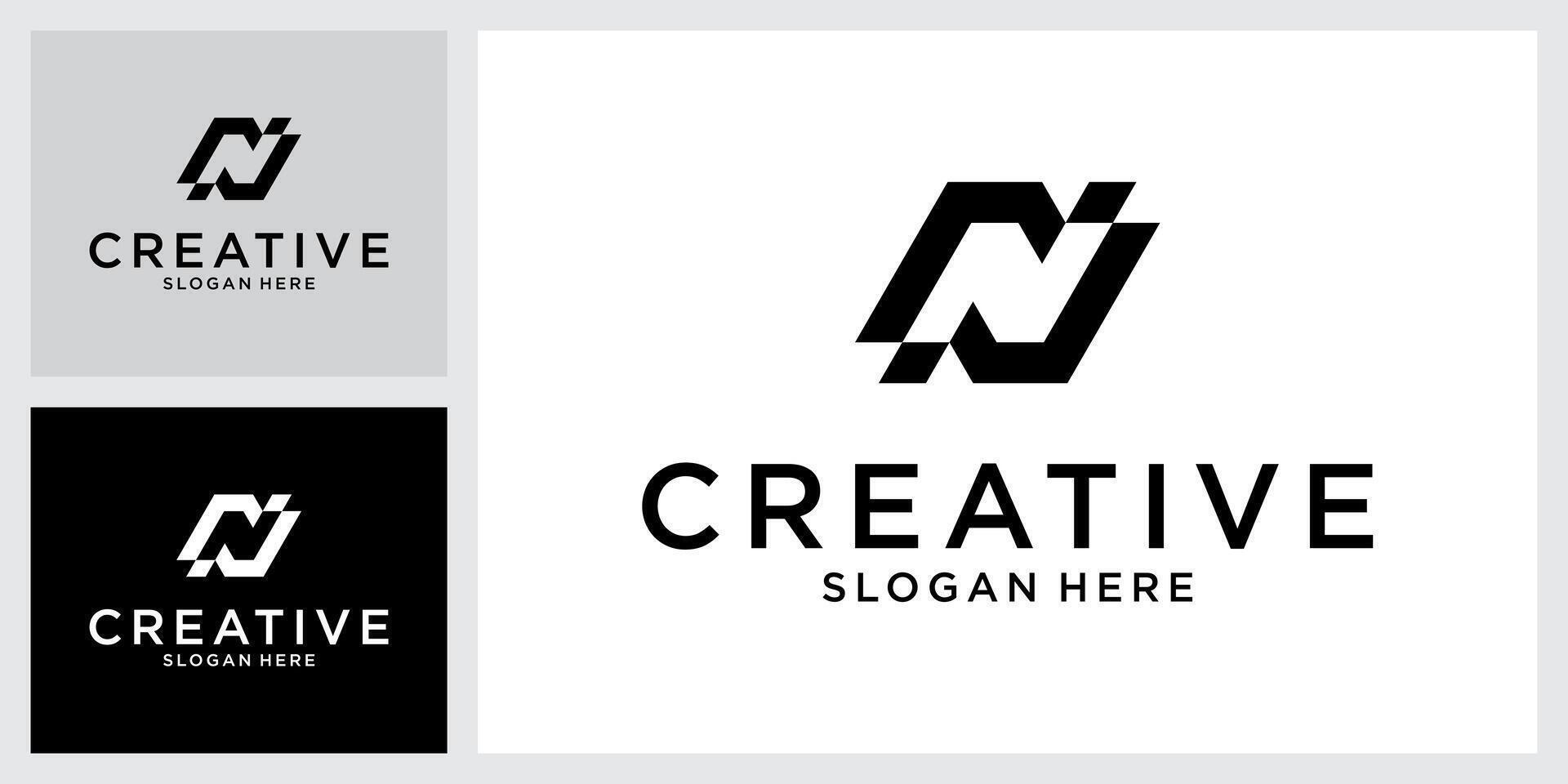 Initial letter N monogram logo design vector