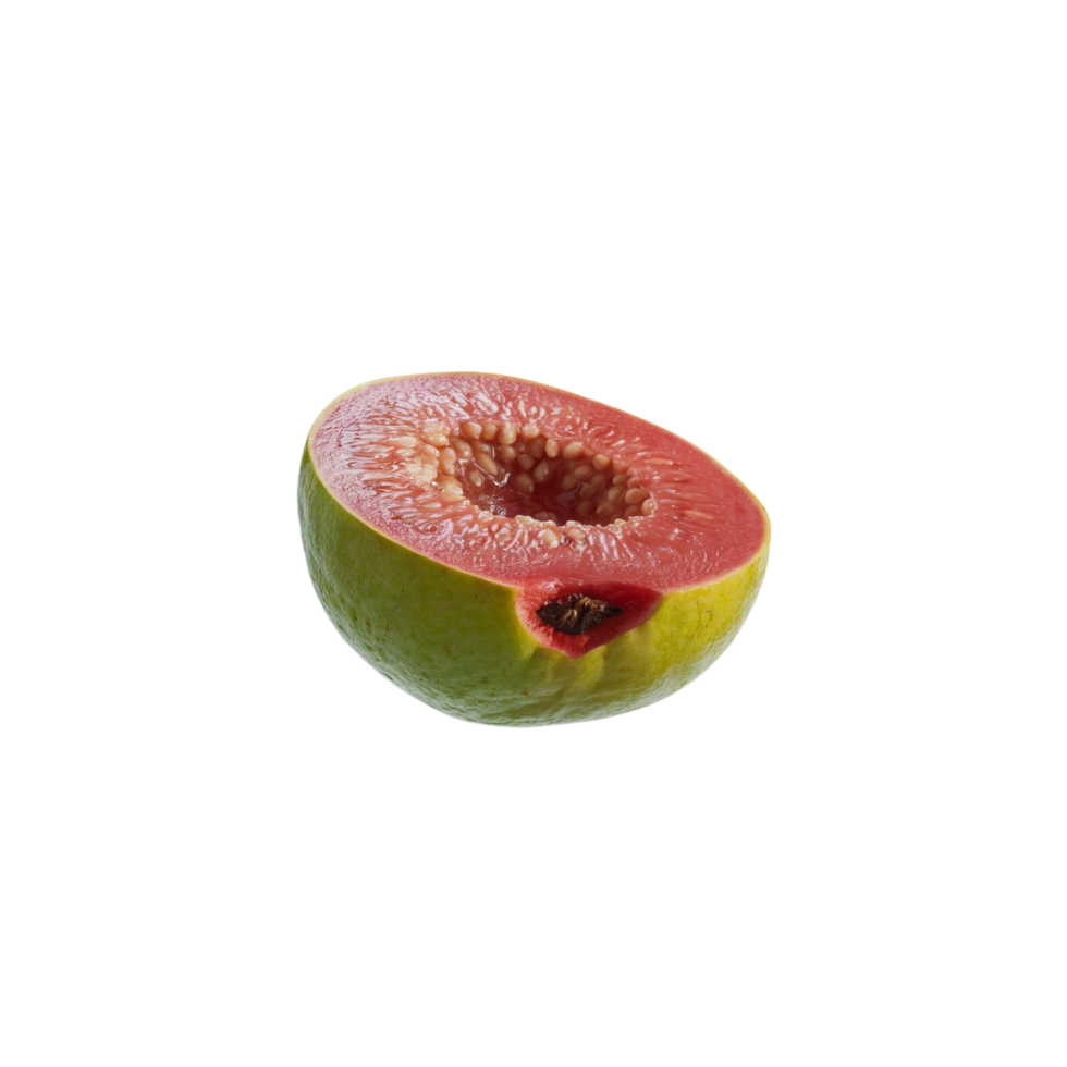 Snapshot of a single red guava segment against a see-through background png