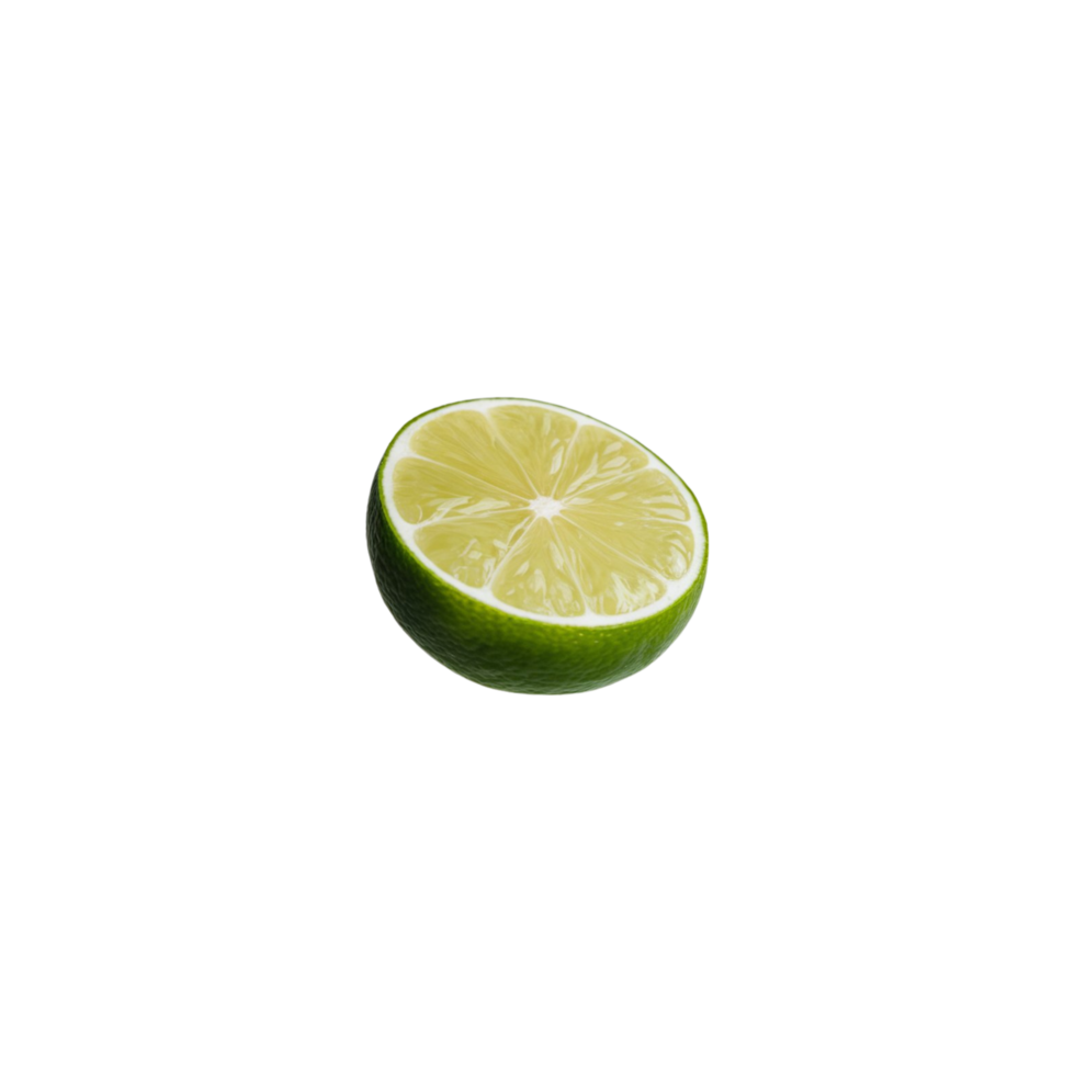 A slice of juicy lime on a clear, open background png