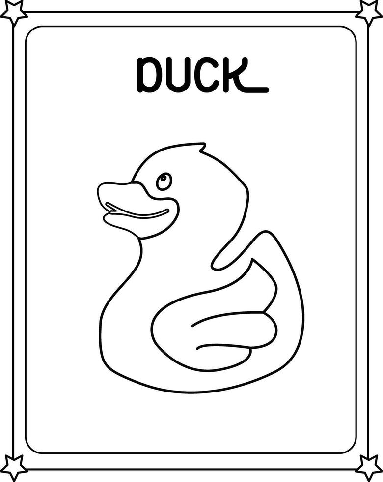 A duck coloring page with the word duck vector