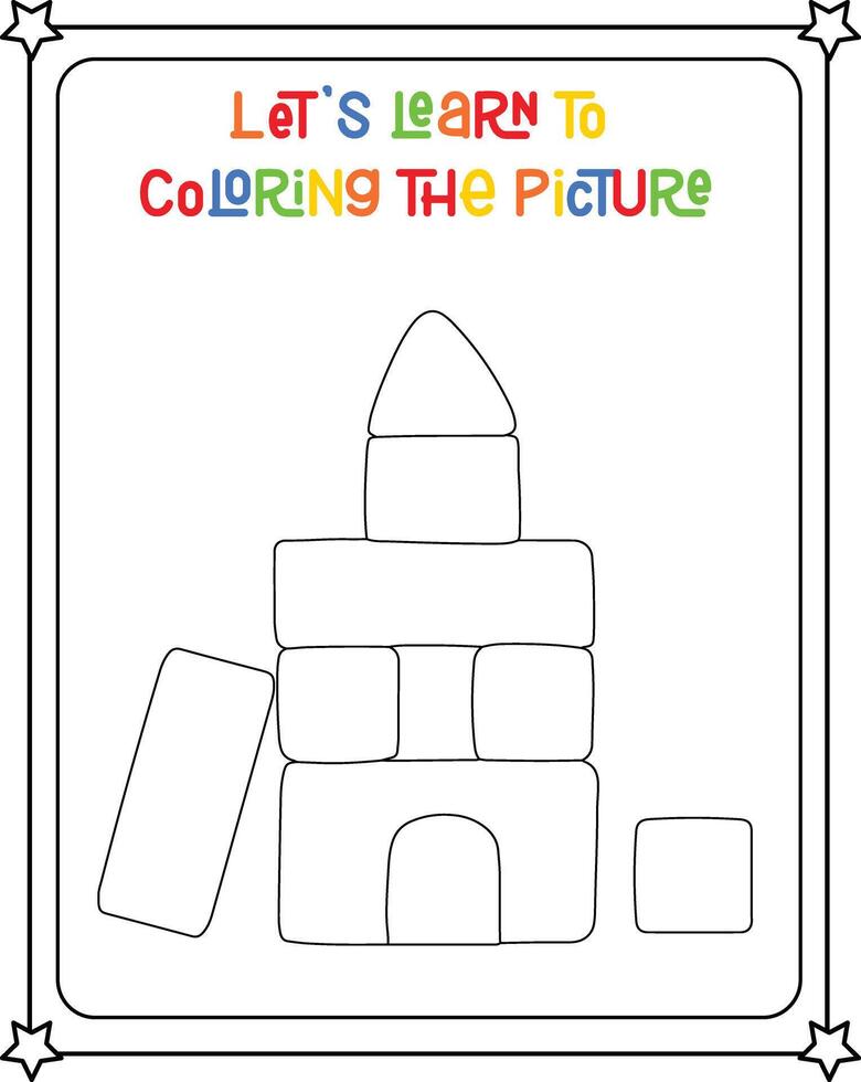 A coloring page with a picture of a building vector