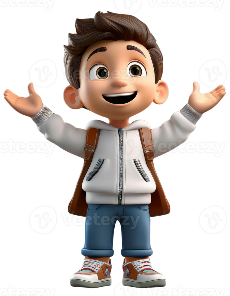 a happy boy, 3D illustraion png