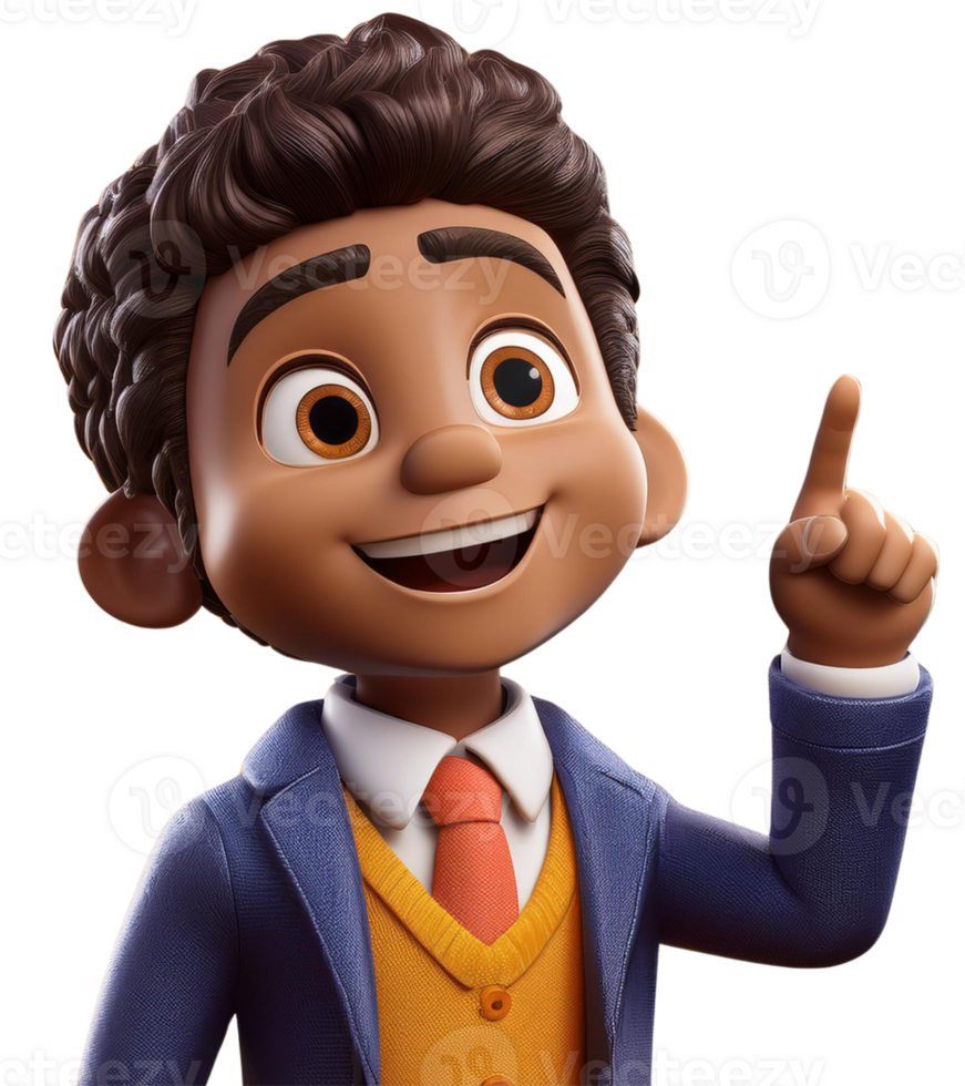 A boy pointing and looking something, illustration png