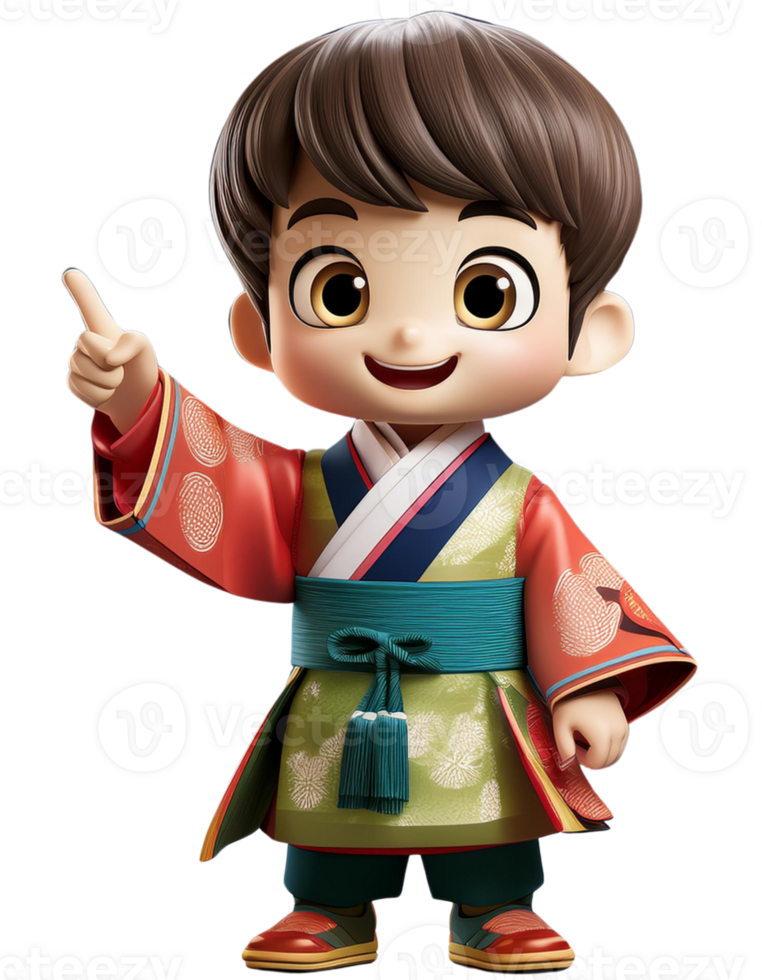 A chinese boy in tranditional costume, illustration png