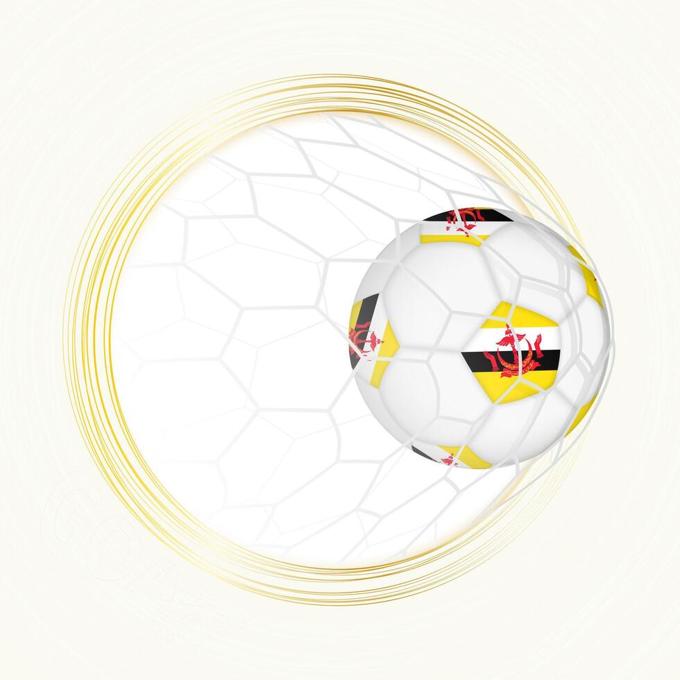 Football emblem with football ball with flag of Brunei in net, scoring goal for Brunei. vector