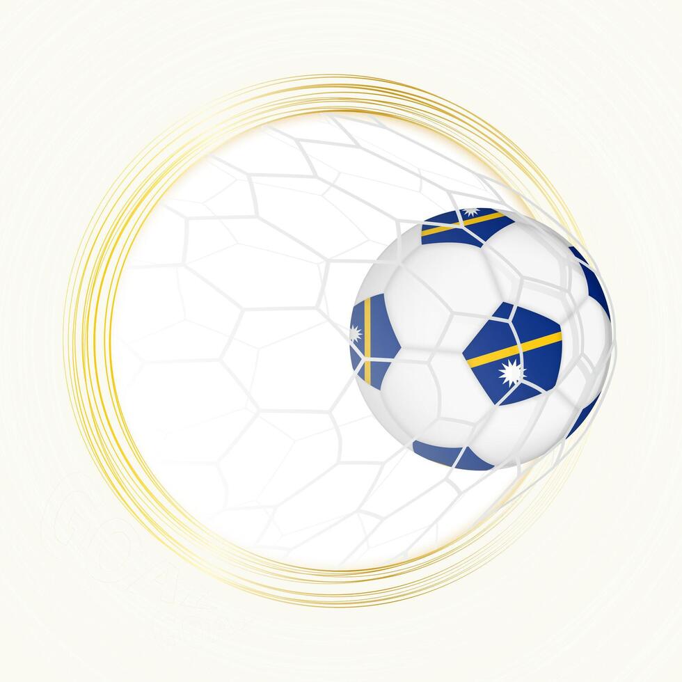 Football emblem with football ball with flag of Nauru in net, scoring goal for Nauru. vector