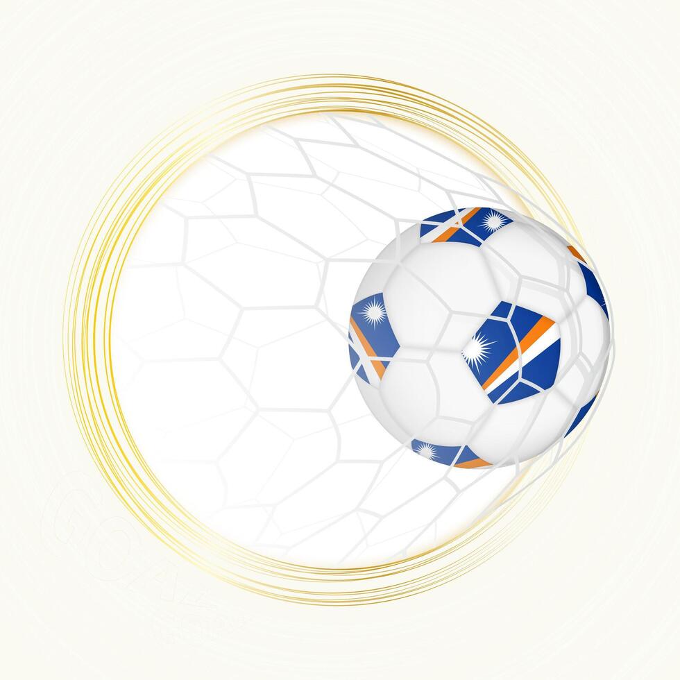 Football emblem with football ball with flag of Marshall Islands in net, scoring goal for Marshall Islands. vector