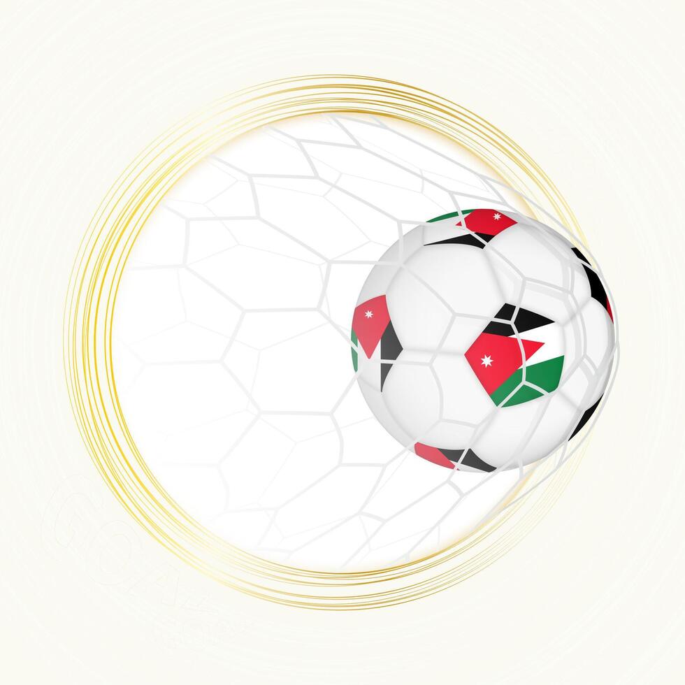 Football emblem with football ball with flag of Jordan in net, scoring goal for Jordan. vector