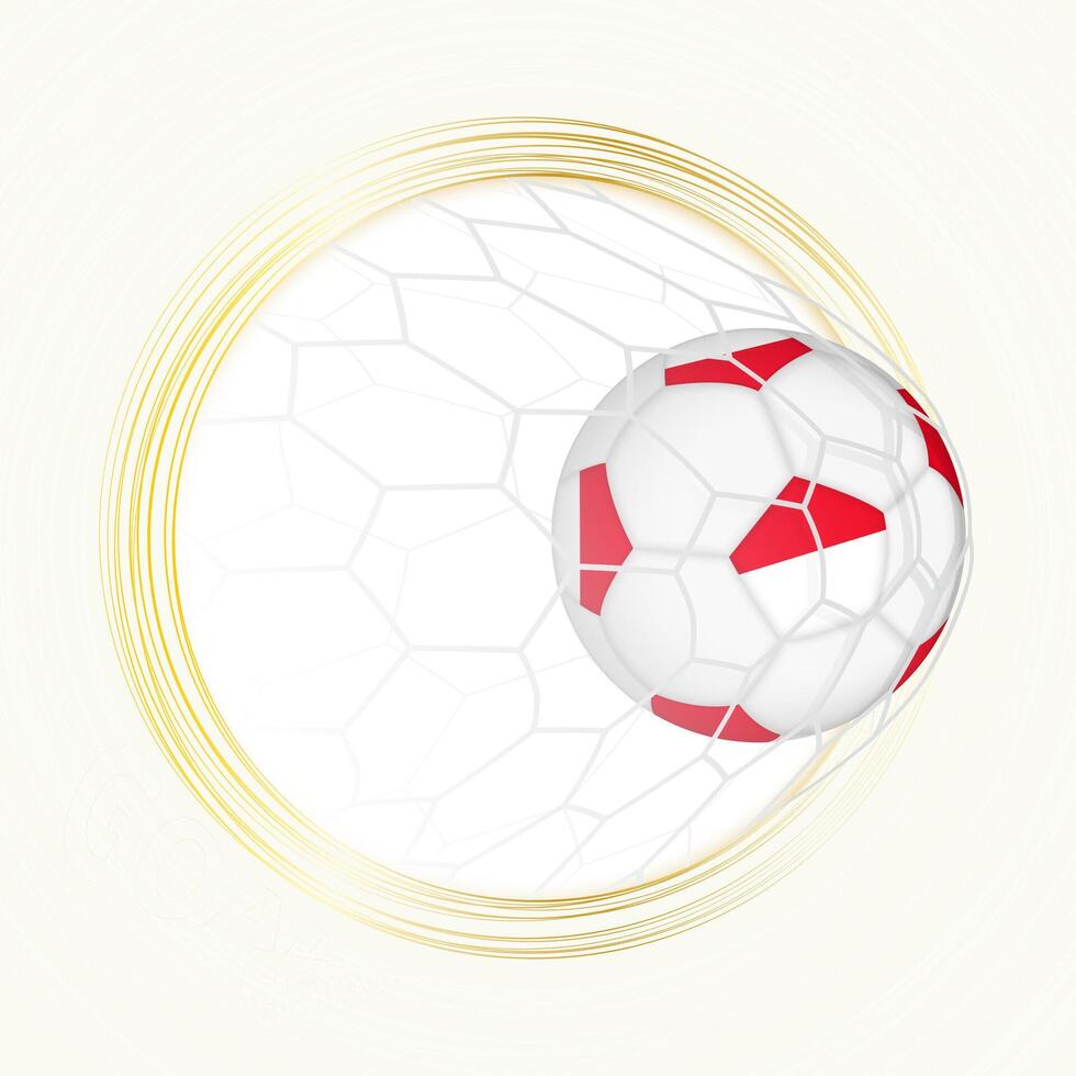 Football emblem with football ball with flag of Indonesia in net, scoring goal for Indonesia. vector