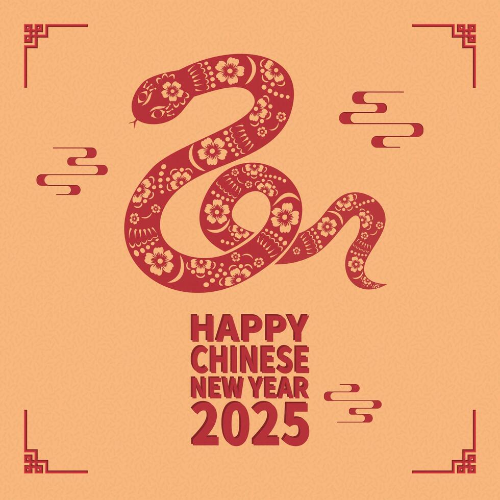 Chinese Year of the Snake greeting card vector
