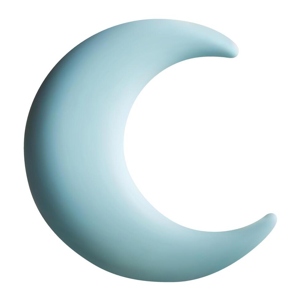 3d nursery element blue moon. 3d kids toy. 3d style cute moon in pastel color. vector