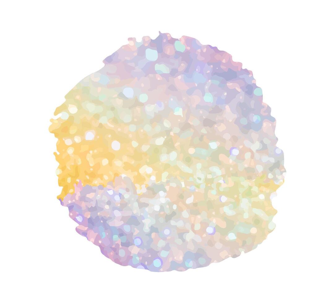 Round brush stroke with multi colored glitter. Rainbow gradient paint stroke. Colorful rainbow background vector