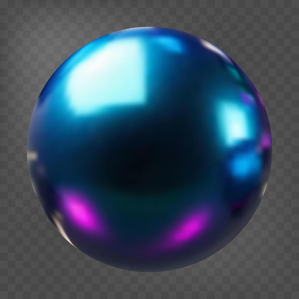 3d ball with holographic mirror effect. Gradient shape. Fluid color. Neon shape in gradient colors vector