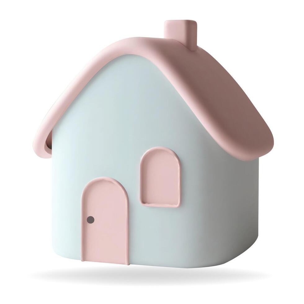 3d playhouse toy, nursery element. 3d kids toy. Pastel color. vector