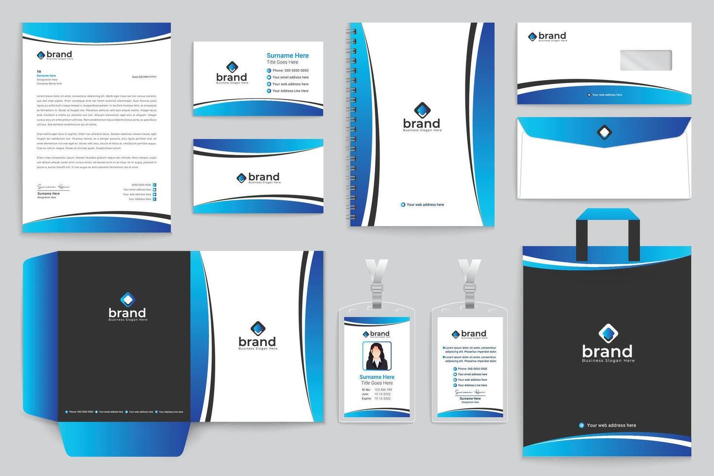 Dental healthcare stationery template design vector