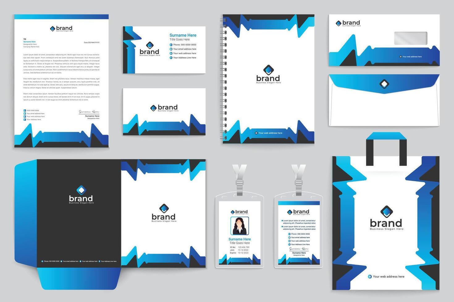 Professional stationery mockup vector