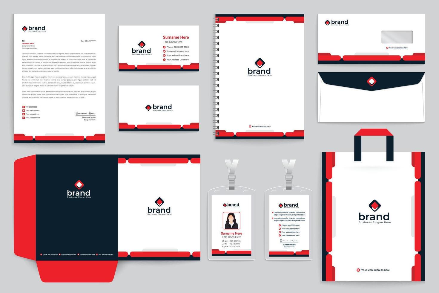 Flat design medical clinic stationery design vector