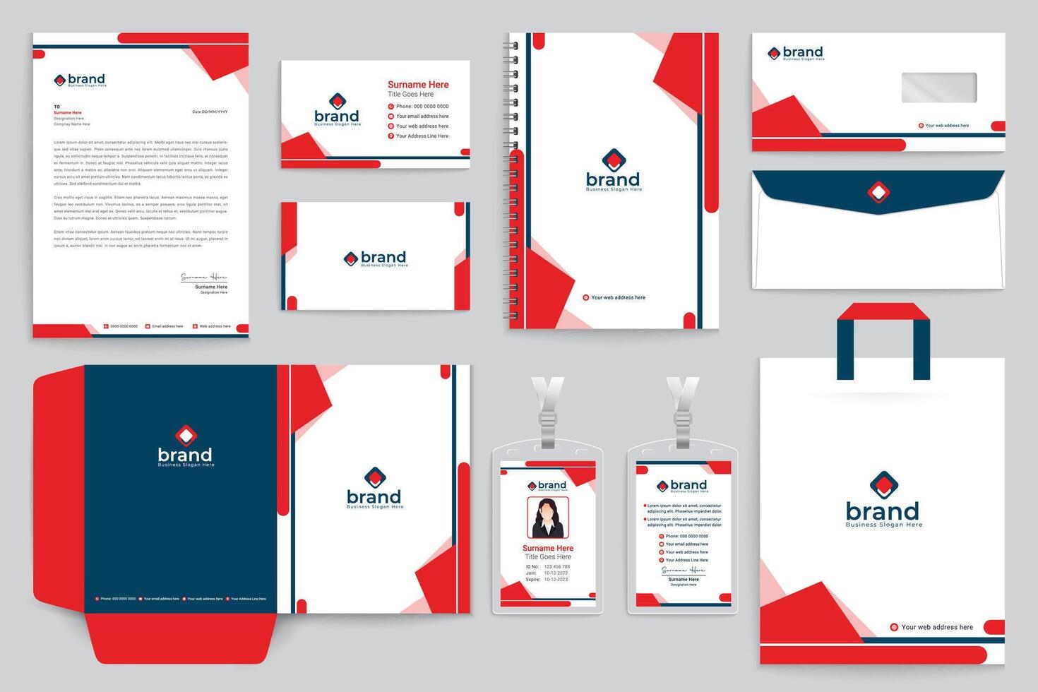 Flat abstract stationery template vector