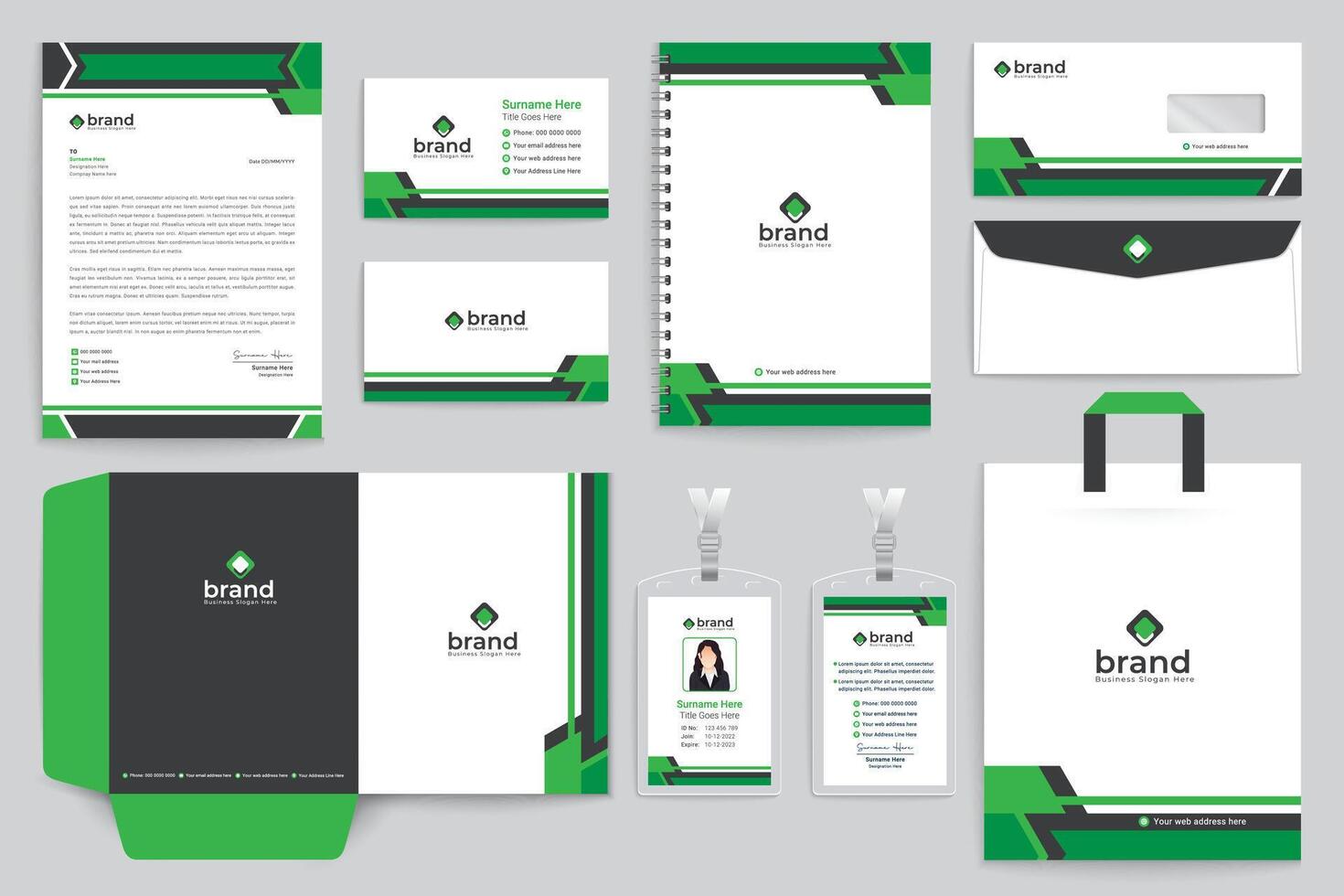 Flat design minimal stationery design vector