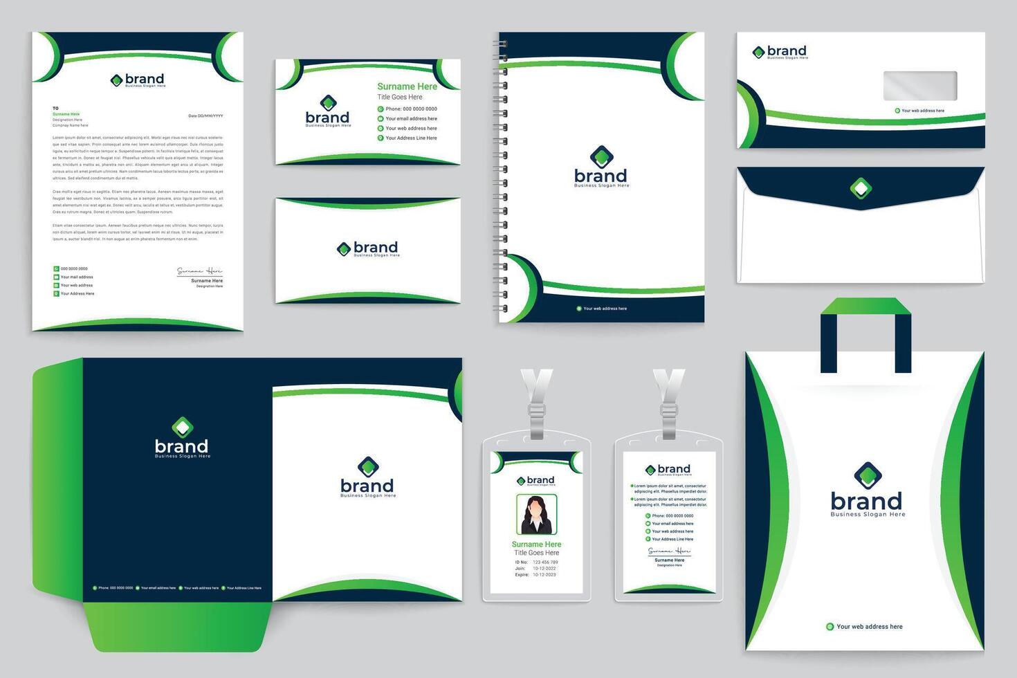 Elegant shape stationery template vector