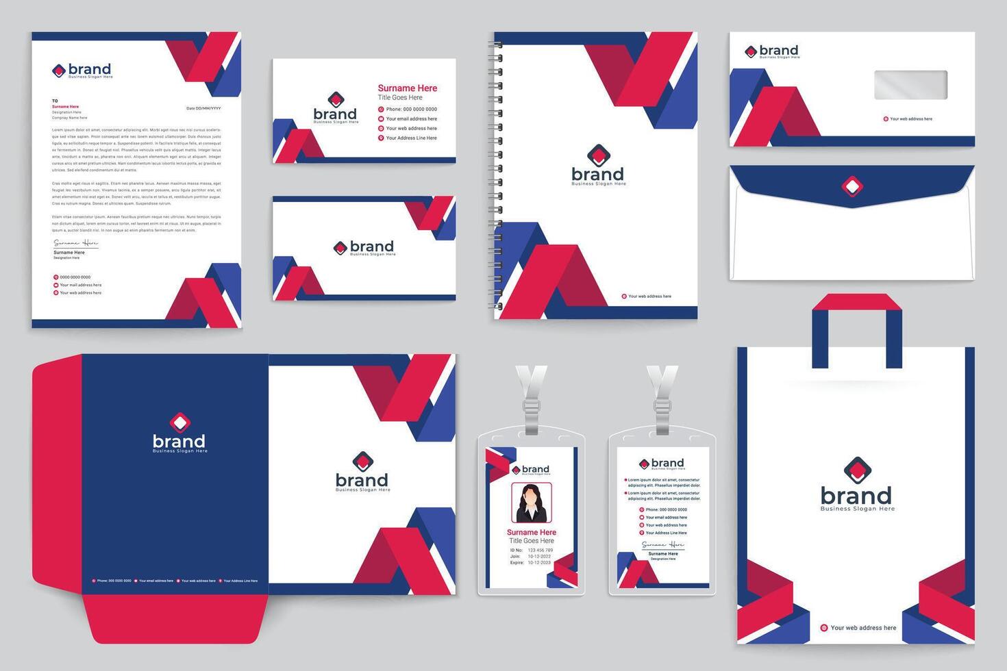 Clean corporate stationery template vector