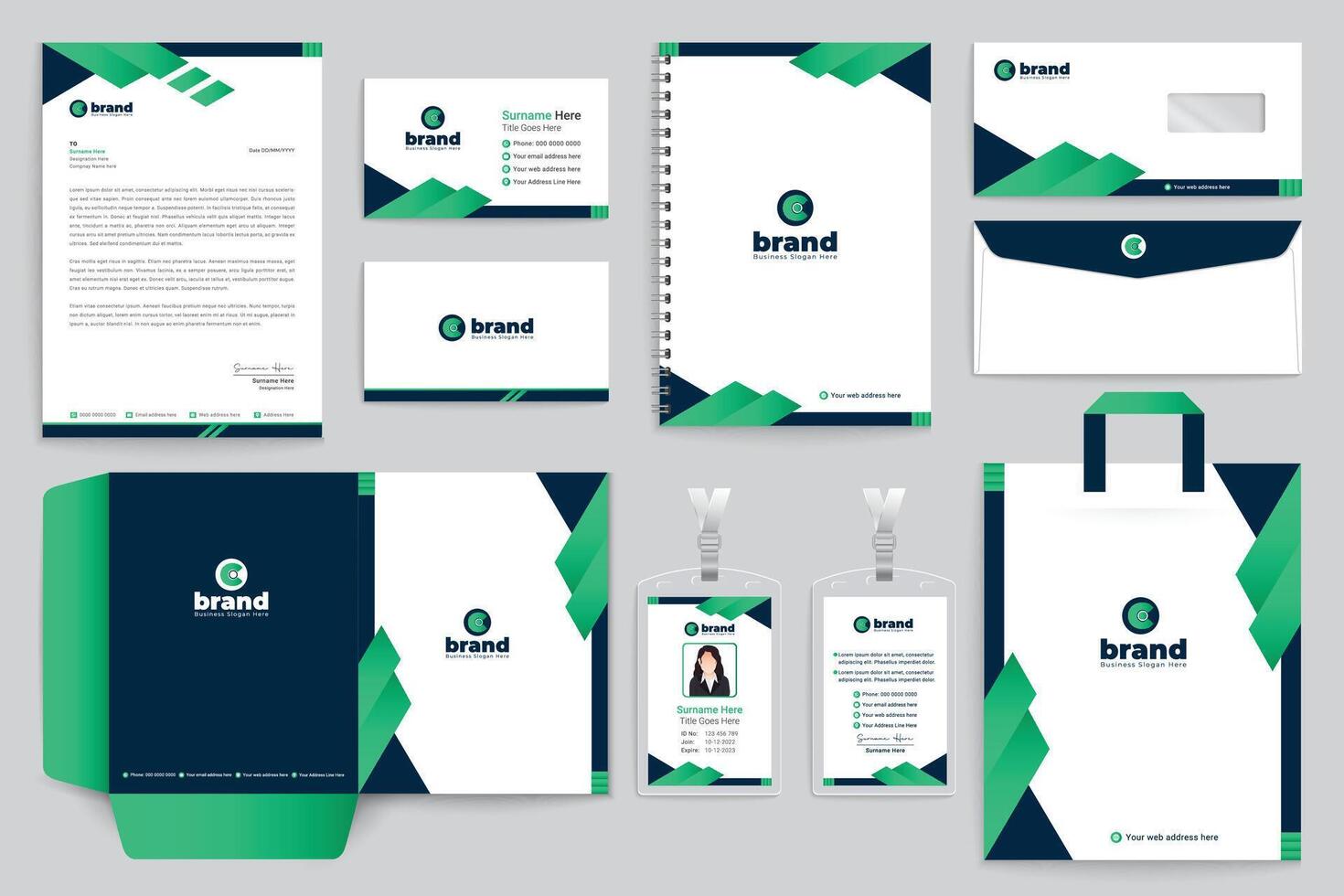 Flat design medical clinic stationery design vector
