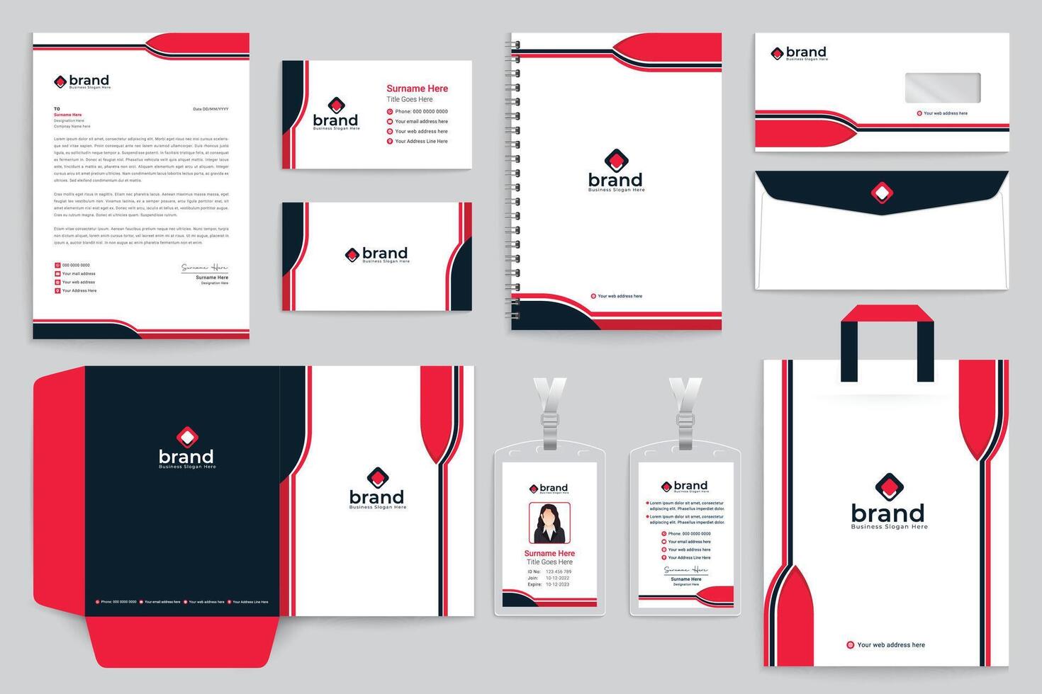 Medical healthcare stationery design vector