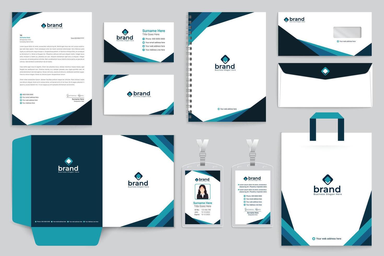 Health care and medical pattern stationery design vector