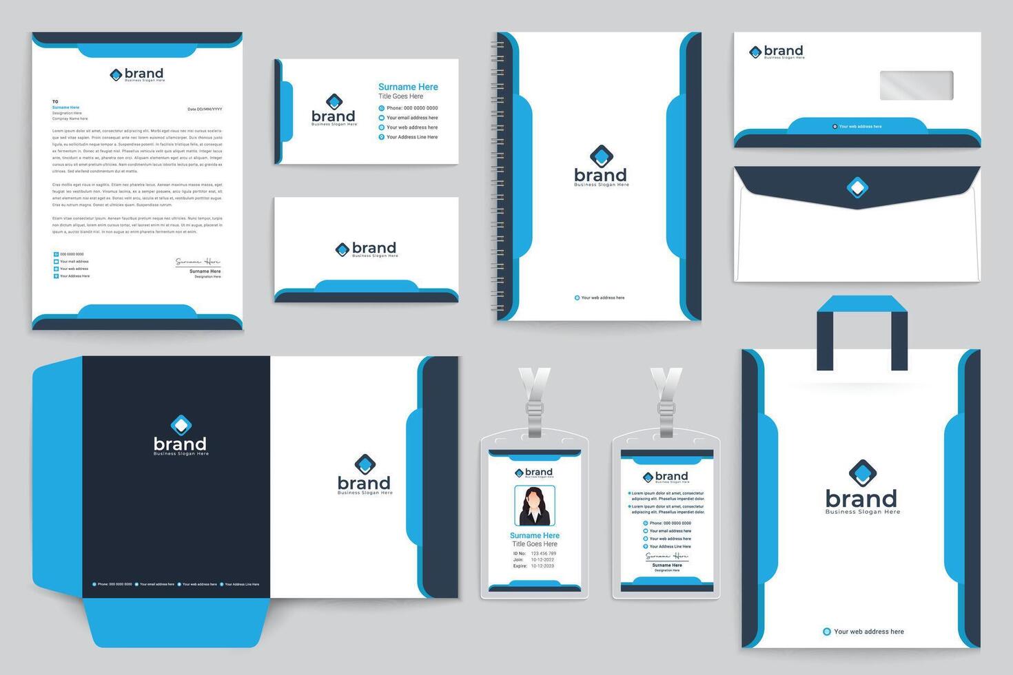 Set of modern professional stationery design vector