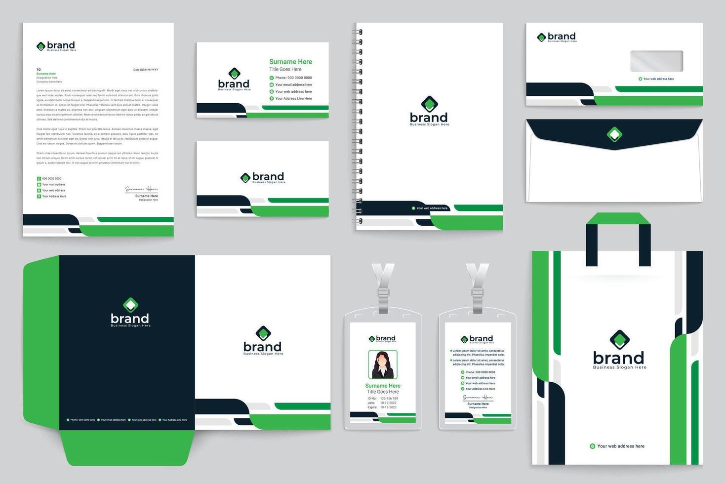 Clean corporate stationery template vector