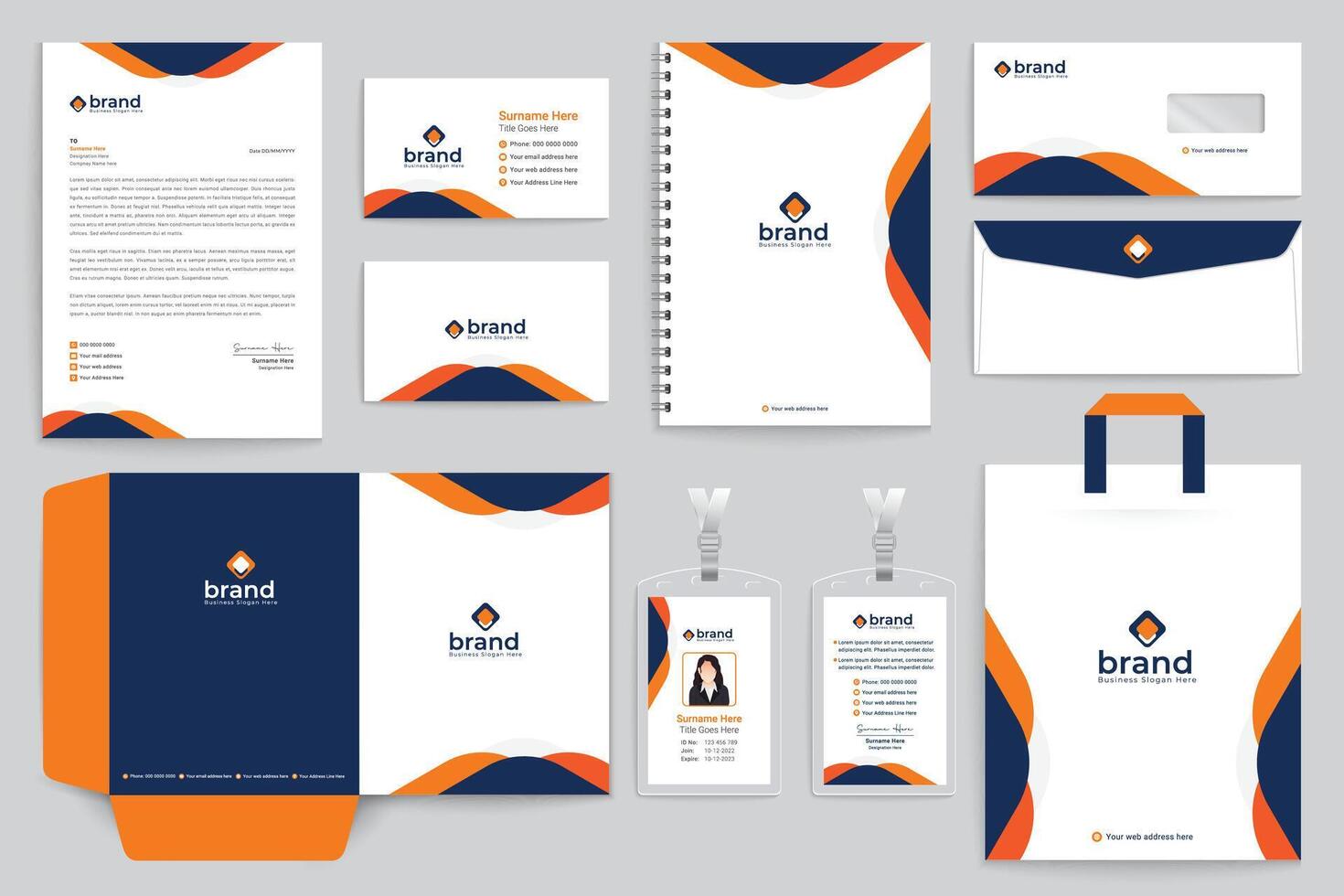 Clean professional stationery template vector