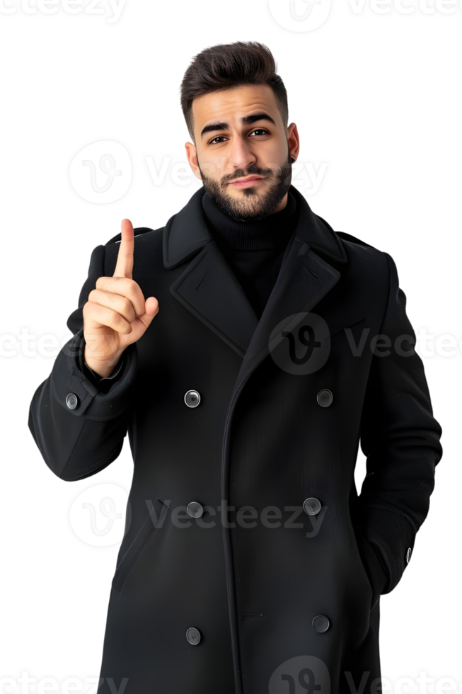 Businessman in Black Coat Isolated on Transparent Background png