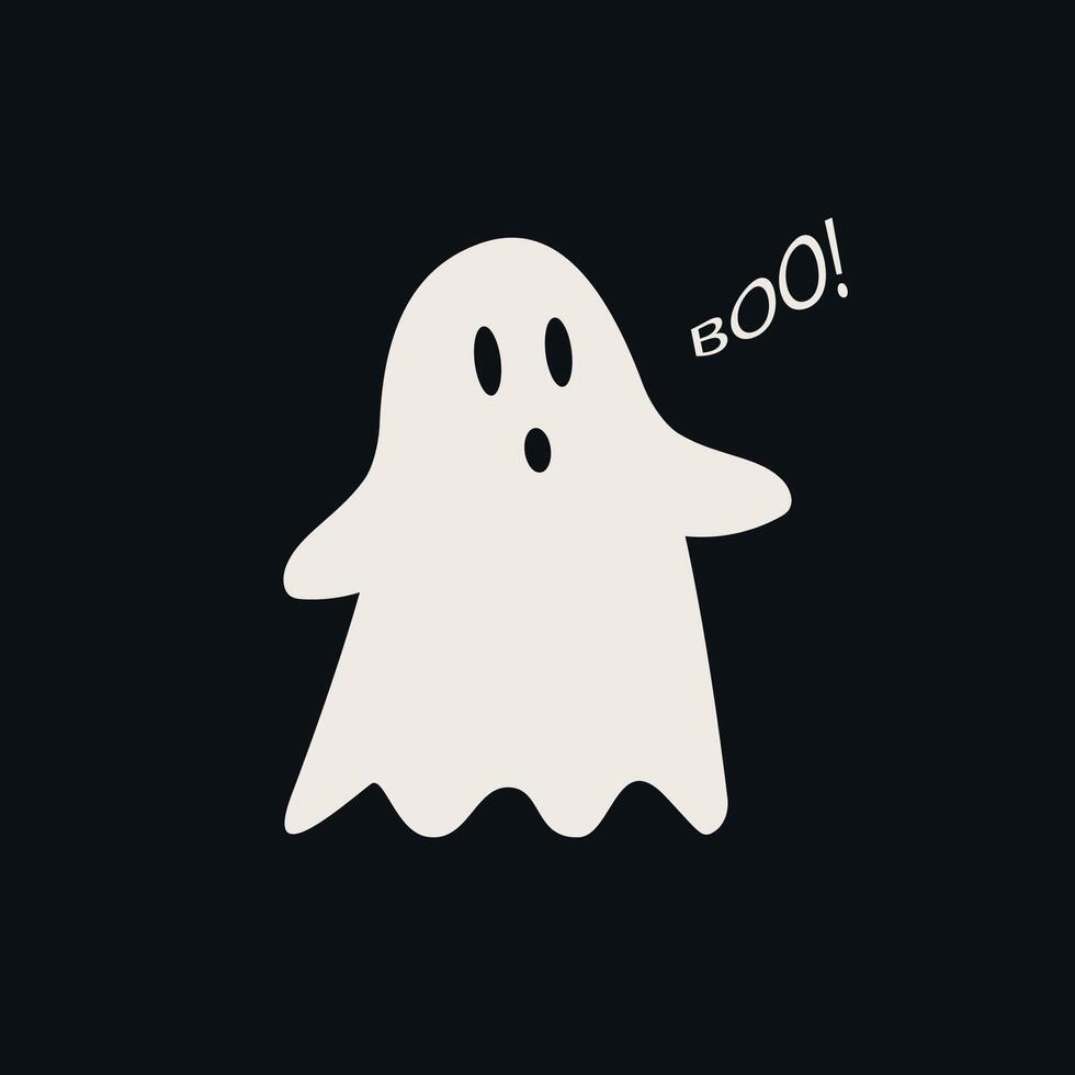 Cute cartoon Halloween ghost. Children's scary illustration in flat style. Funny creepy ghost. illustration vector