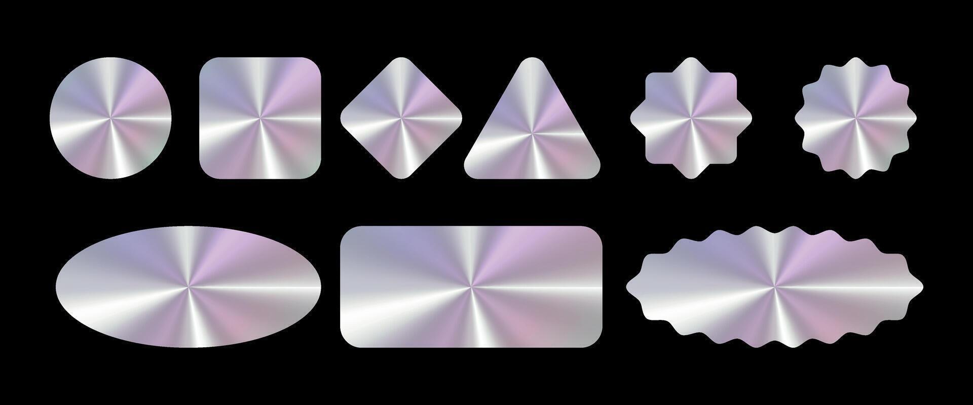 Color holographic sticker templates set. Foil rainbow label with holographic effect. illustration vector