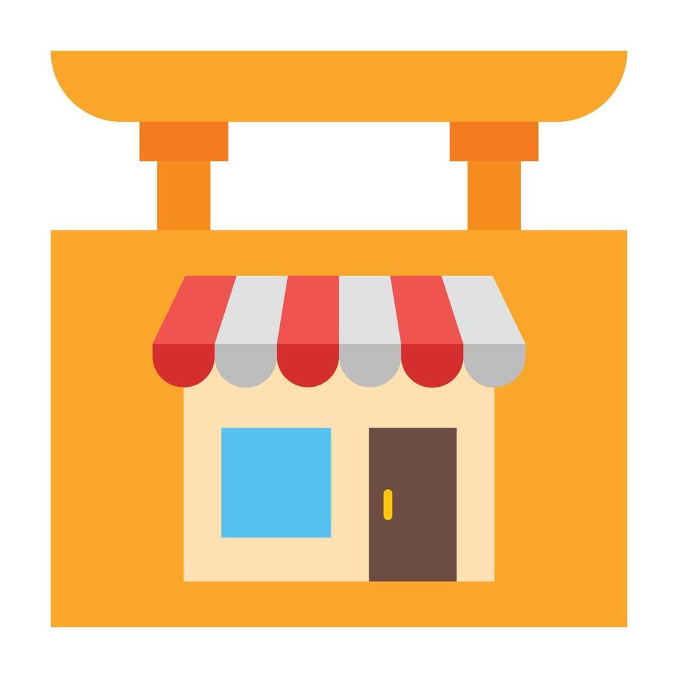 Shop Sign Flat Icon Design vector
