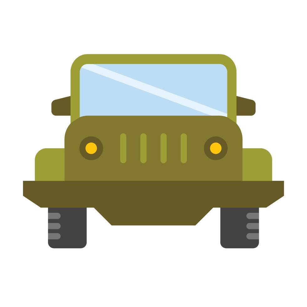 Military Jeep Flat Icon Design vector