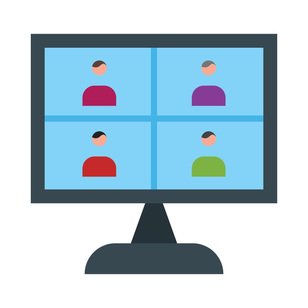 Virtual Class Flat Icon Design vector