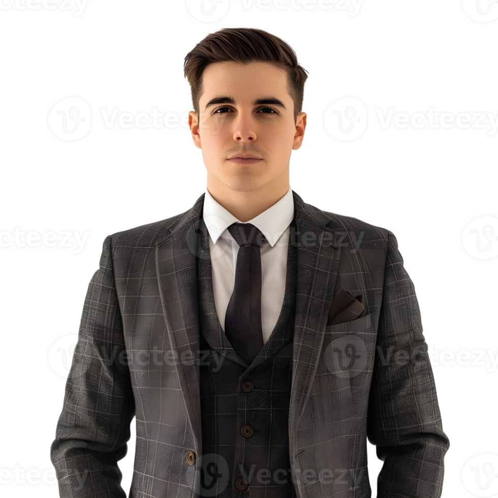 Professional Young Boy in Business Suit Isolated on Transparent Background, Success Concept png