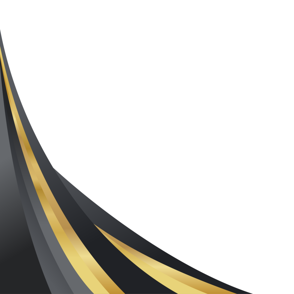Black gold curve corner border png
