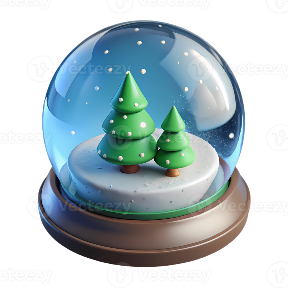 glass snow globe with a miniature winter scene inside png