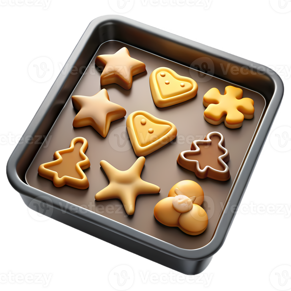 metal baking tray filled with shaped cookies png