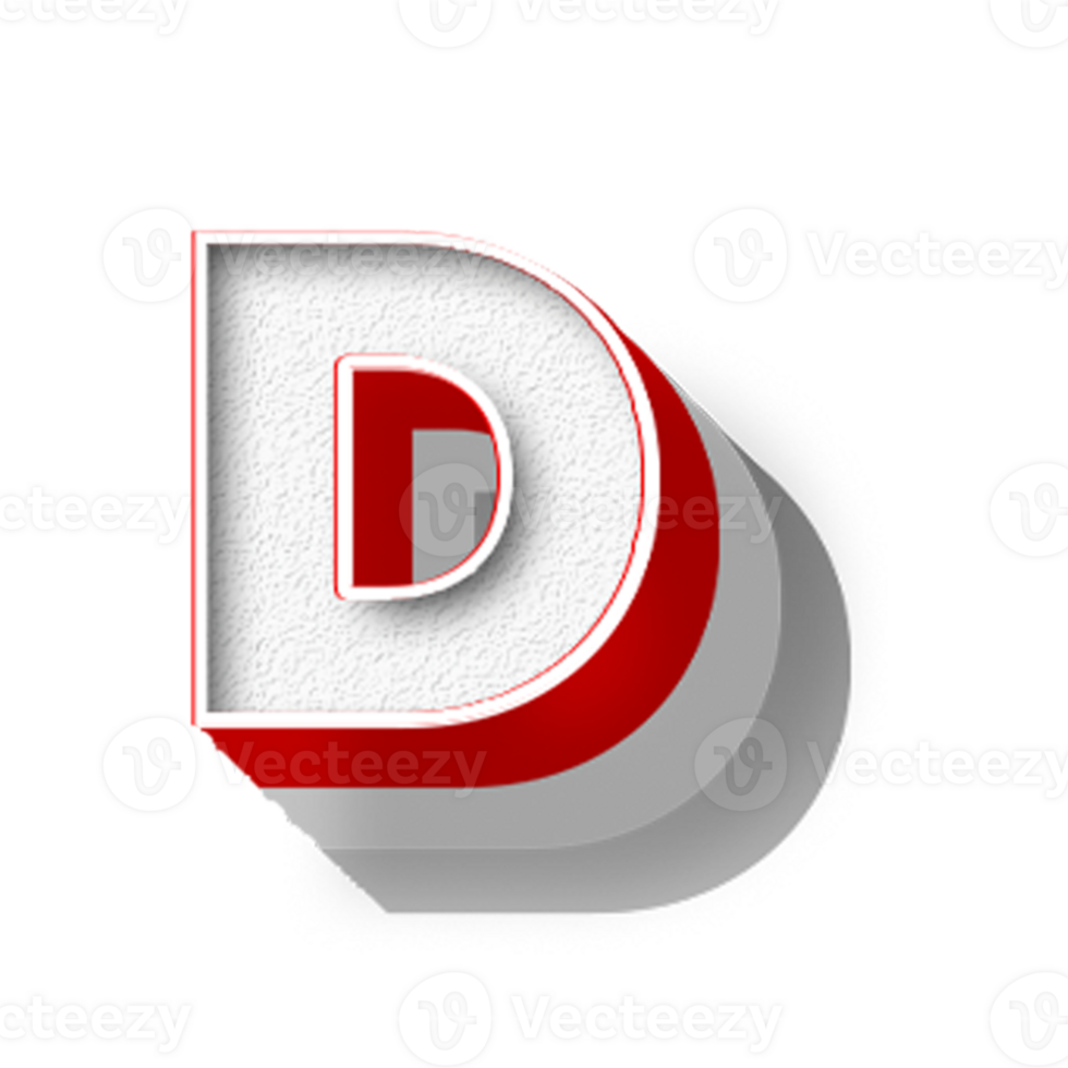 The letter d is shown in red and white png